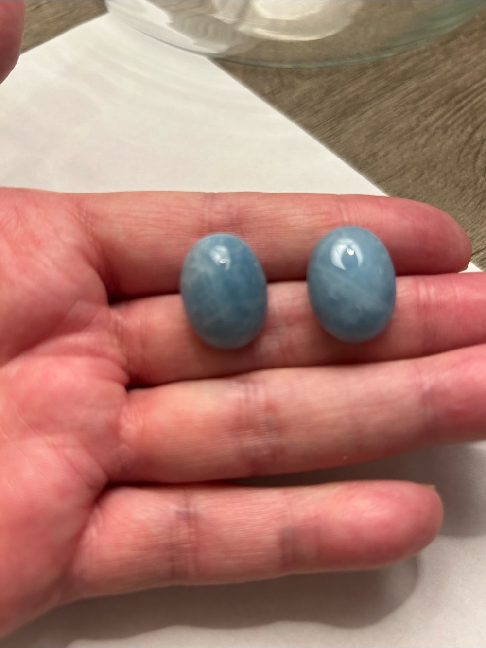 Margo Morrison Blue Cabochon Oval Stud Earrings - Women
